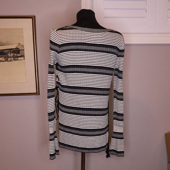 Derek Lam 10 Crosby Silk Cashmere Knit Striped Knit Lace Up Top Sz XS - Picture 3 of 8